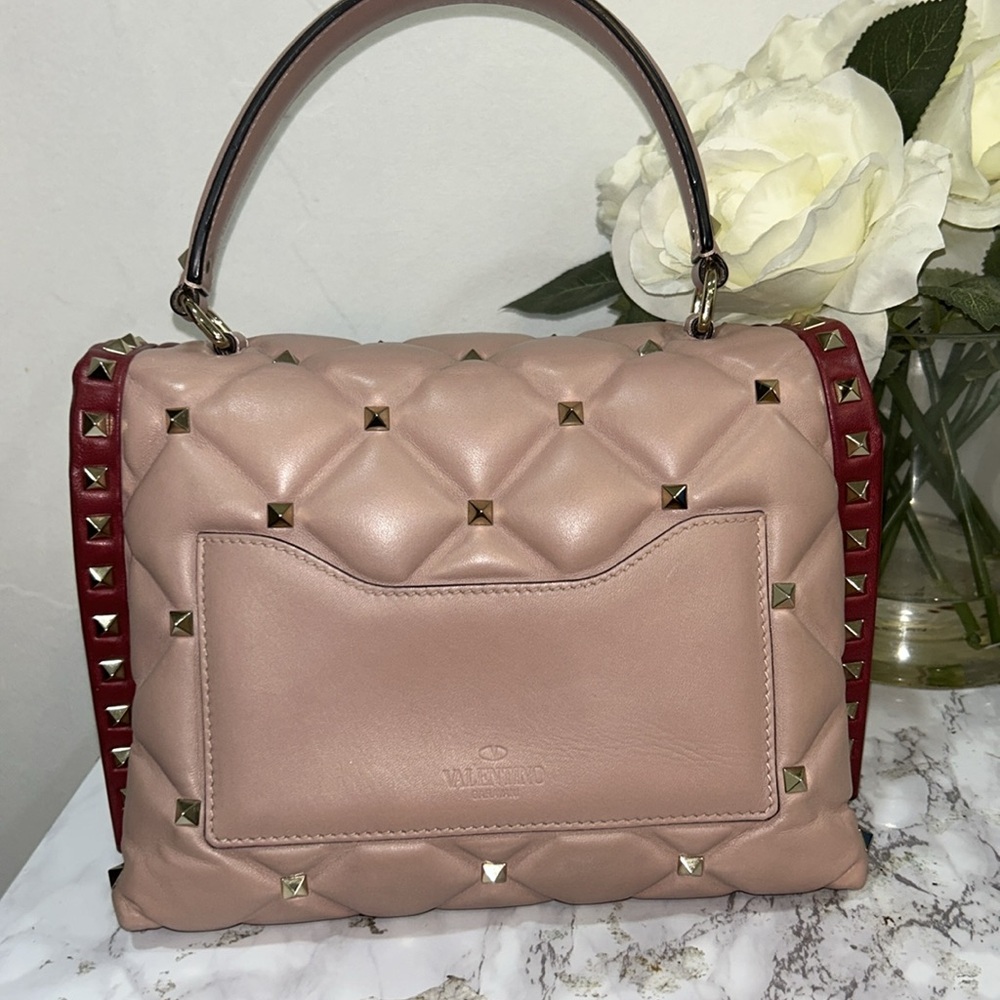 Valentino Garavani Red and Pink Quilted Studded Bag - Picture 4 of 13